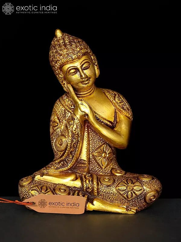 6" Brass Tibetan Thinking Buddhist Deity | Handmade