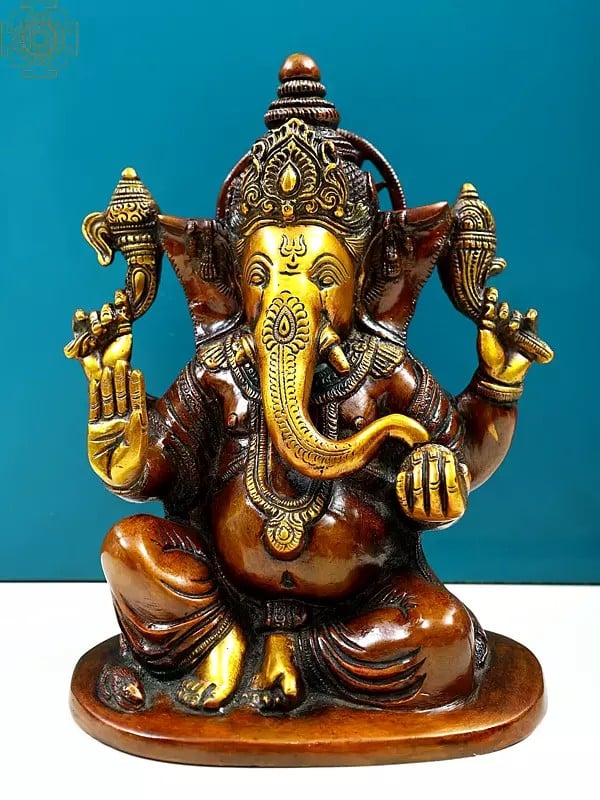 8" Brass Blessing Lord Ganesha | Handmade