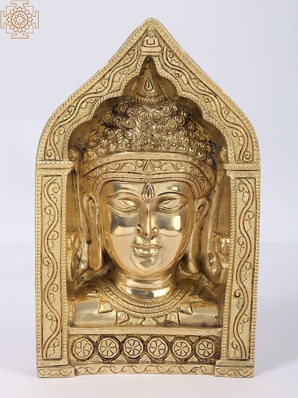9" Brass Buddha Face with Frame