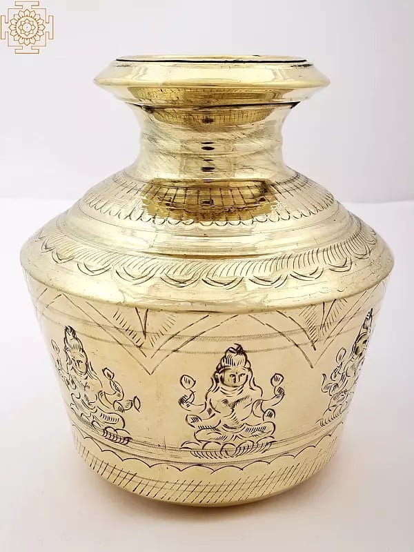9" Brass Ashtalakshmi Puja Kalasha | Handmade