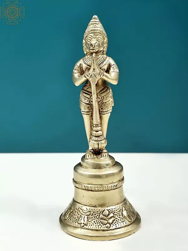 7" Brass Hanuman Handheld Bell | Handmade