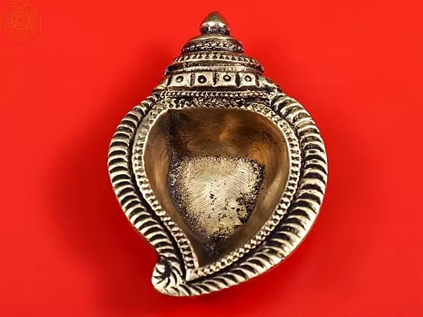 3" Small Brass Conch Shell Shape Diya (Pair)