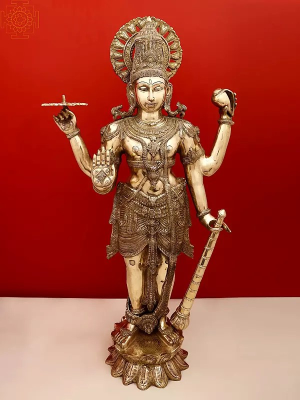 38" Large Standing Lord Vishnu | Handmade