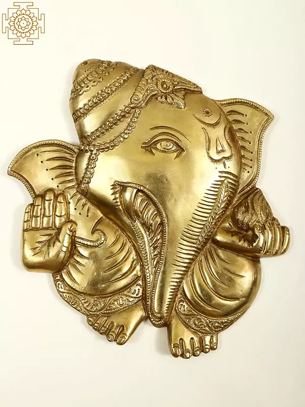 9" Brass Ganesha Wall Hanging