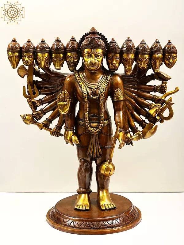 29" Brass Standing Panchamukhi Hanuman