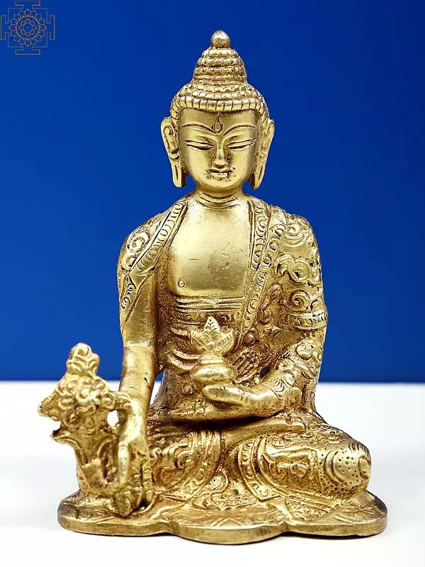 4" Small Medicine Buddha Brass Sculpture