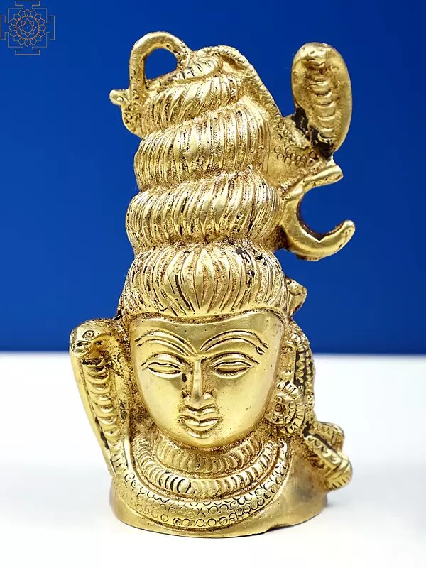 3" Small Lord Shiva Head Statue in Brass