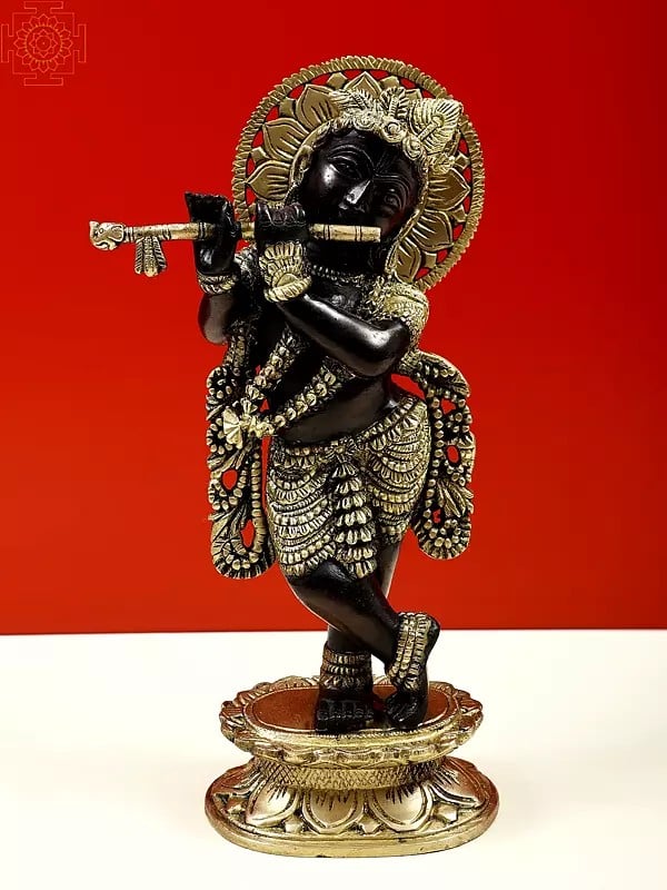 11" Brass Fluting Krishna