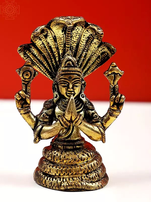 5" Small Brass Patanjali Avatar of Sheshnag