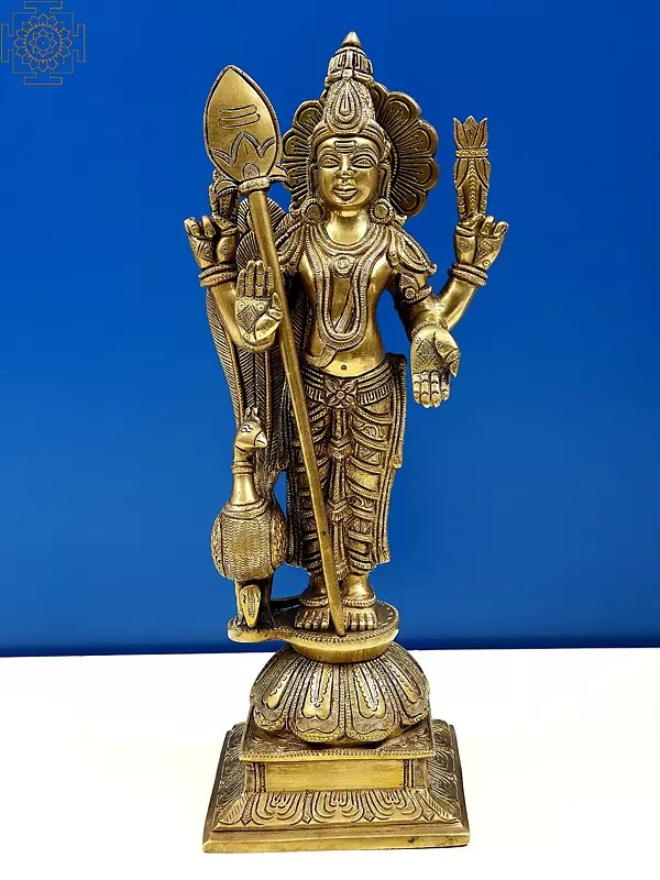 13" Brass Kartikeya (Murugan)