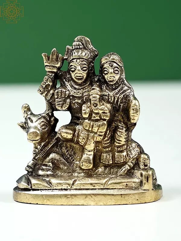 2" Small Shiva Parvati Ganesha on Nandi