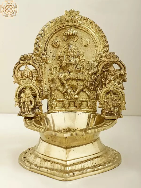 7" Brass Pratyangira Devi (Atharvana Bhadrakali) Puja Lamp