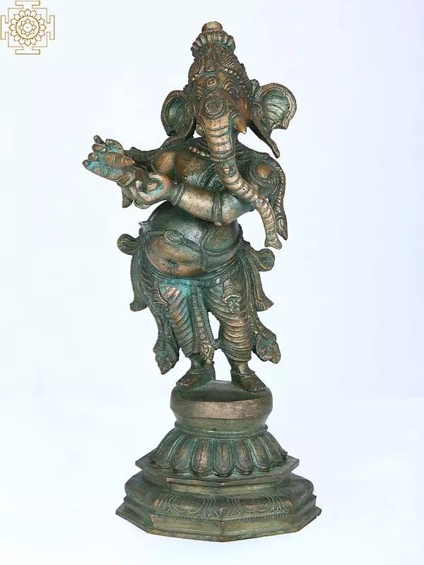 12" Standing Bhagawan Ganesha | Handmade | Madhuchista Vidhana (Lost-Wax) | Panchaloha Bronze from Swamimalai
