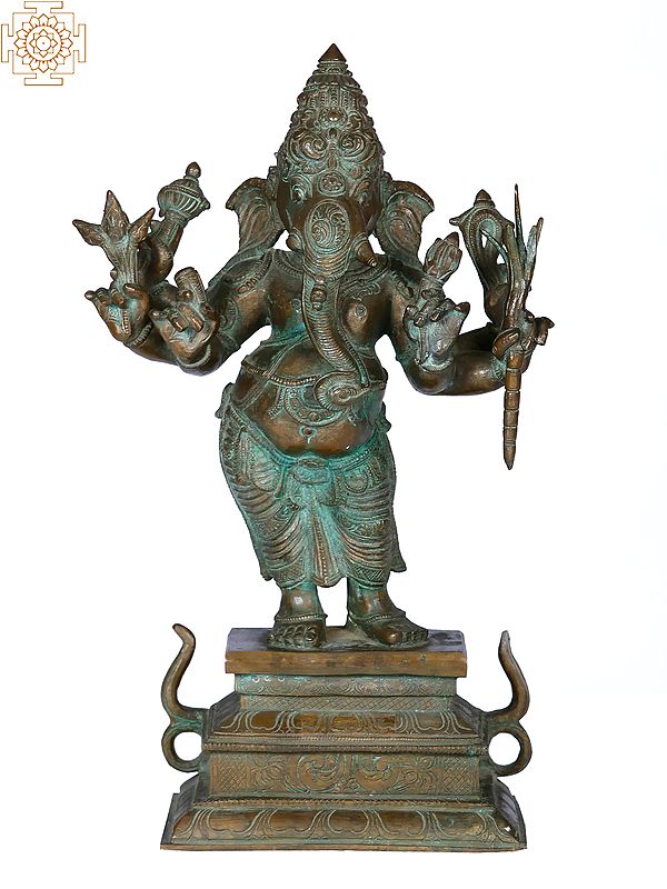 16" Ashtabhuja Bhagawan Ganesha Idol | Madhuchista Vidhana (Lost-Wax) | Panchaloha Bronze from Swamimalai