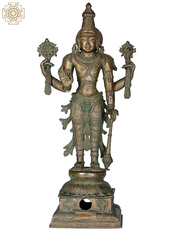 21" Lord Perumal Bronze Statue | Madhuchista Vidhana (Lost-Wax) | Panchaloha Bronze from Swamimalai