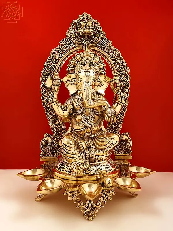 18" Brass Superfine Lord Ganesha with Diya