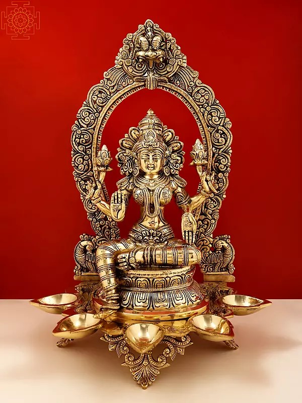 18" Brass Superfine Goddess Lakshmi with Diya