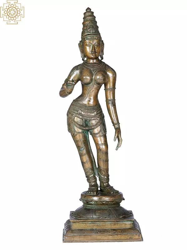 24" Devi Parvati (Goddess Uma Shivakamasundari) | Madhuchista Vidhana (Lost-Wax) | Panchaloha Bronze from Swamimalai