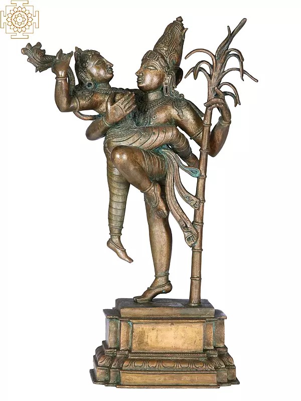 18" Devi Rati With Kamadeva (God and Goddess of Love) | Handmade | Madhuchista Vidhana (Lost-Wax) | Panchaloha Bronze from Swamimalai