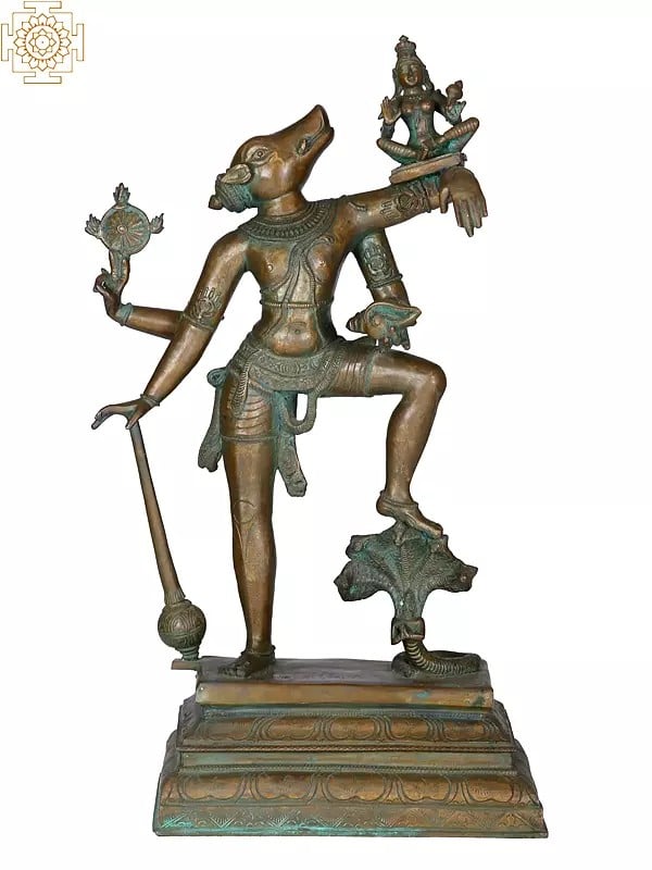 21" Standing Bhagawan Varaha with Bhudevi | Madhuchista Vidhana (Lost-Wax) | Panchaloha Bronze from Swamimalai