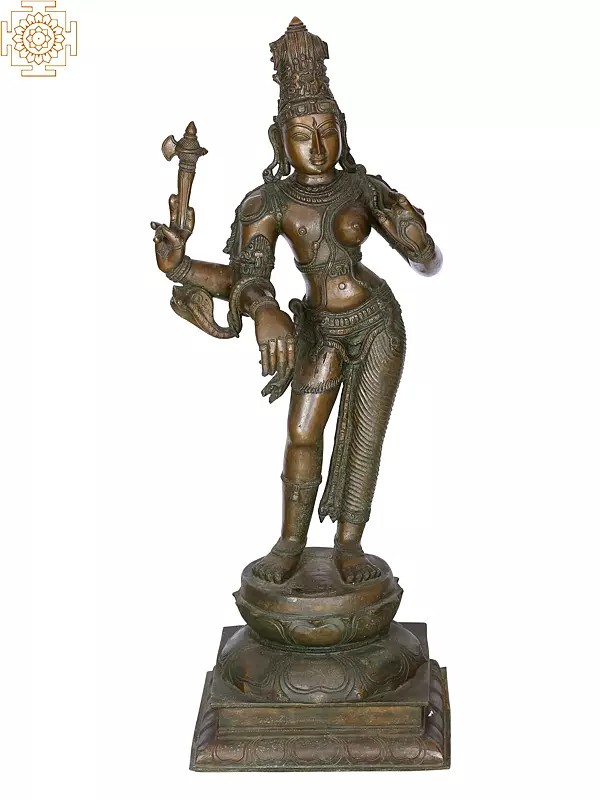 35" Large Ardhanarishvara | Madhuchista Vidhana (Lost-Wax) | Panchaloha Bronze from Swamimalai