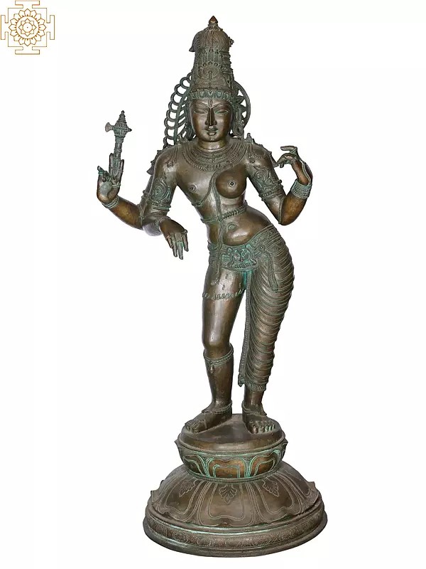 50" Large Ardhanarishvara | Madhuchista Vidhana (Lost-Wax) | Panchaloha Bronze from Swamimalai