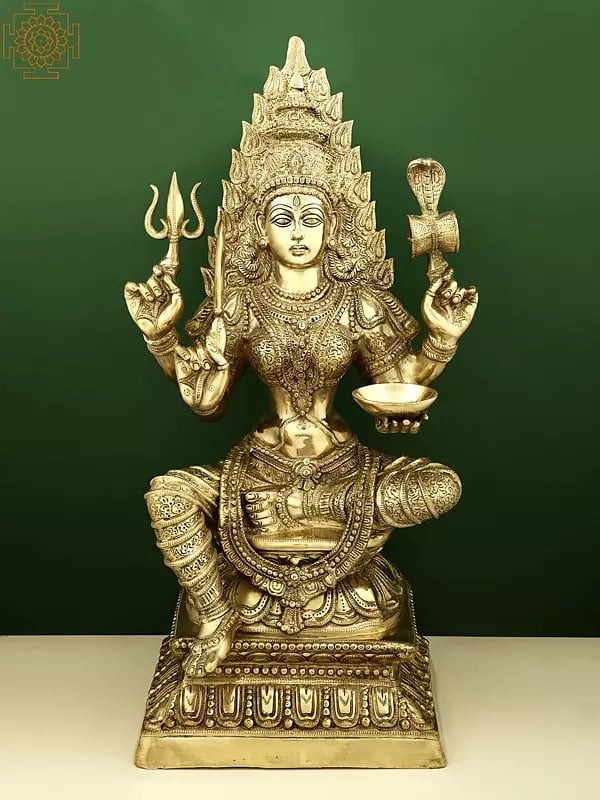 32" Large Brass Mariamman (South Indian Goddess Durga)