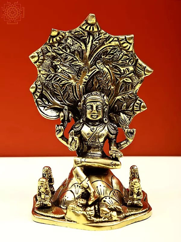 6" Small Brass Dakshinamurthy Shiva Statue