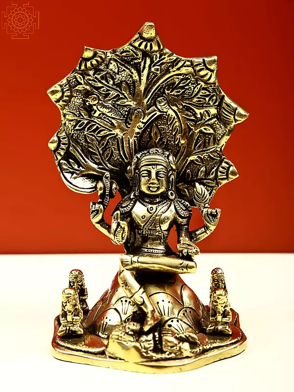 6" Small Brass Dakshinamurthy Shiva Statue