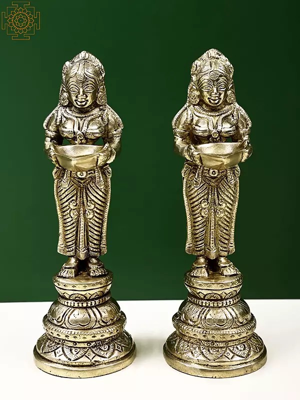 8" Brass Deep Lakshmi Set