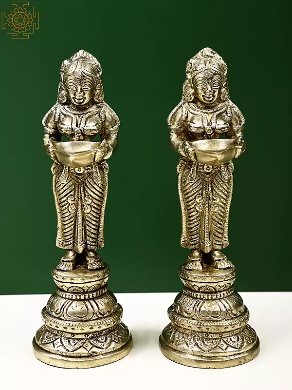 8" Brass Deep Lakshmi Set