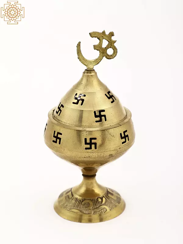 4" Om Design Cap Brass Table Diya