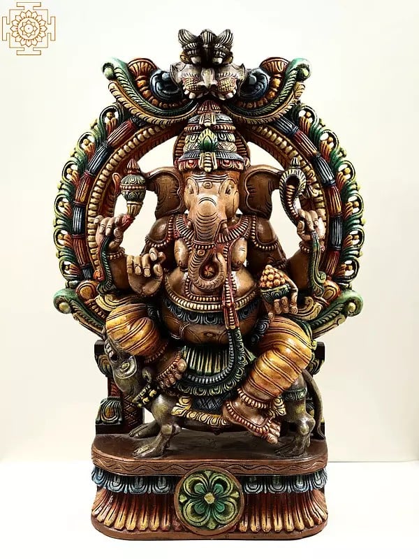 36" Large Wooden Ganesha