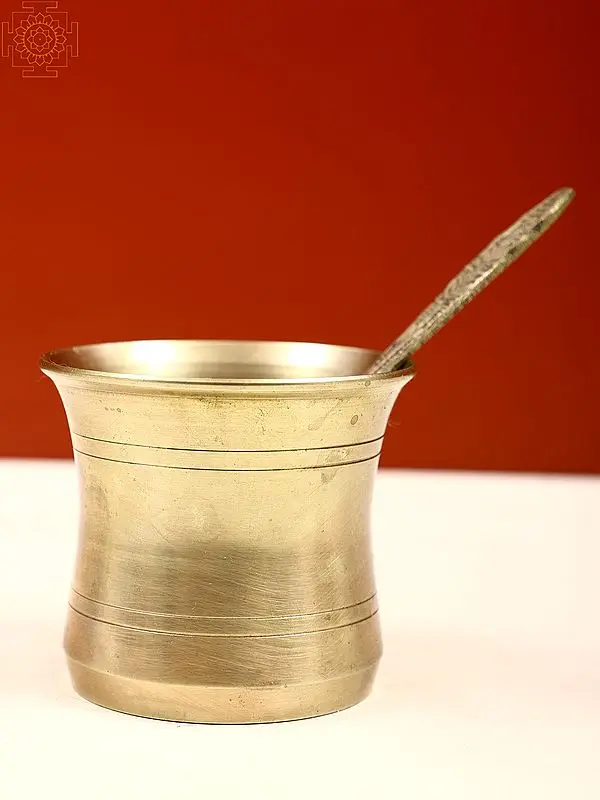 Brass Heavy Pancha Patra Set with Spoon