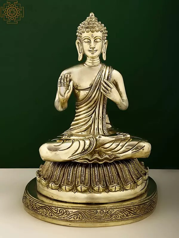 13" Brass Blessing Buddha