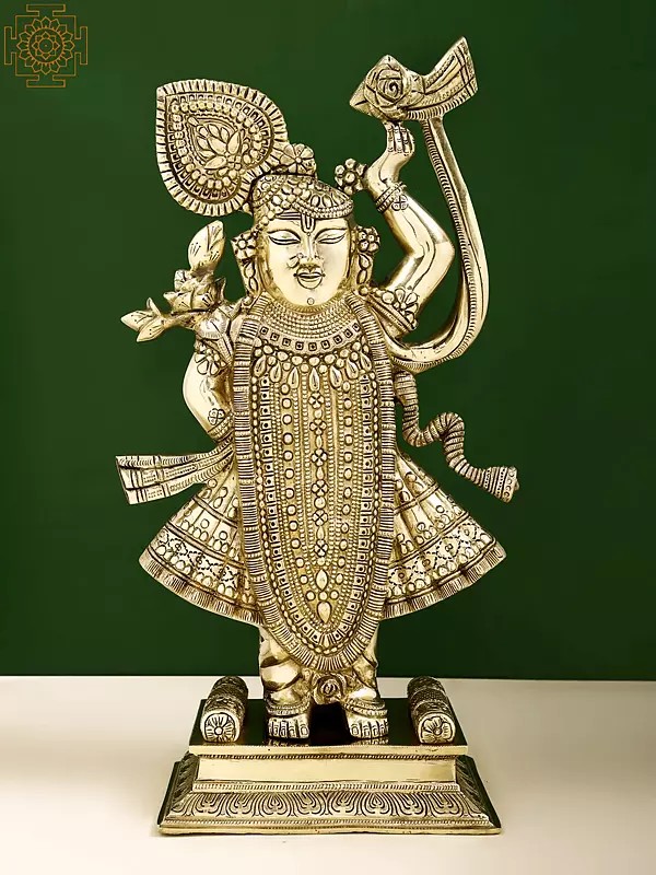 18" Brass Shri Krishna as Shrinath Ji