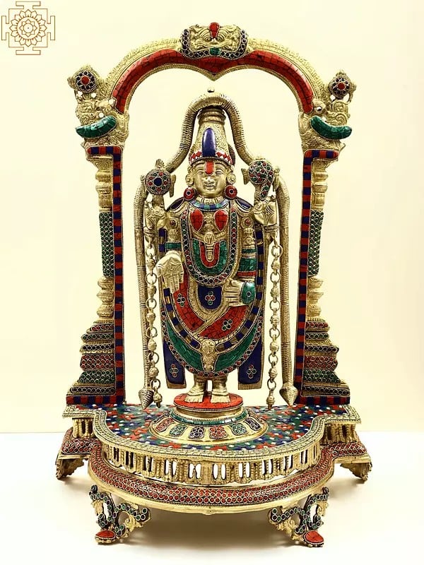 24" Brass Lord Venkateshwara as Balaji with Inlay Work