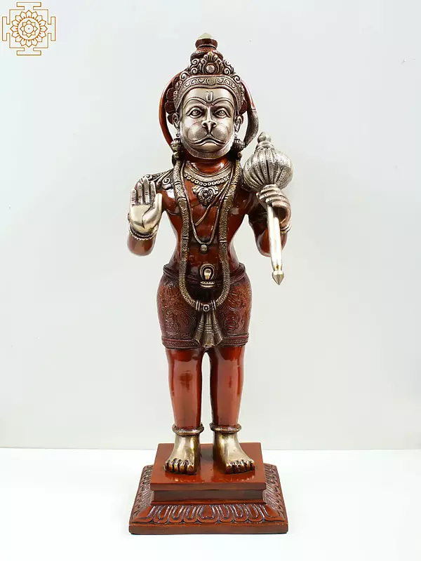 Lord Hanuman Brass Sculpture: Blessing Pose