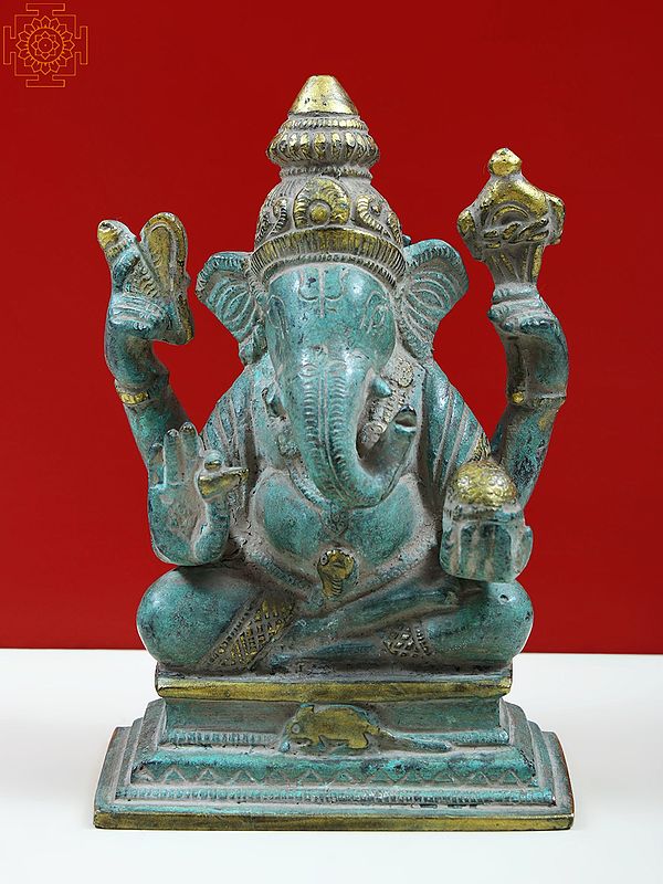 5" Small Brass Lord Ekadanta Ganesha