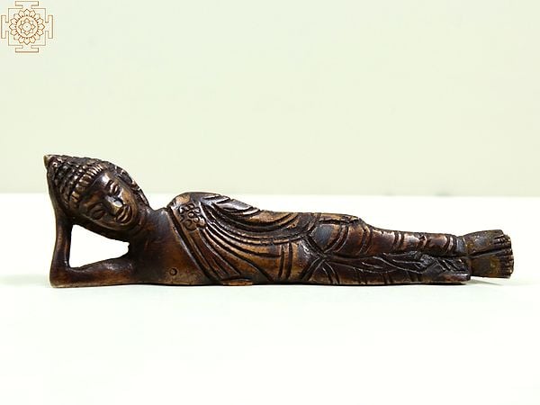 4" Small Brass Relaxing Buddha Statue