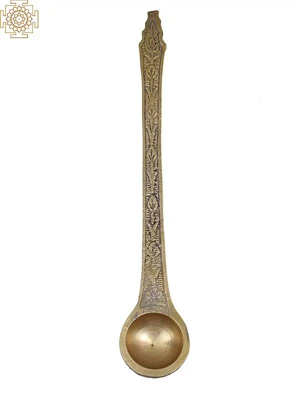 10" Brass Havan Spoon for Ritual Offerings