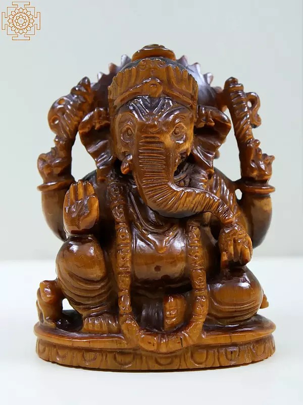 Fine Quality Tiger- Eye Lord Ganesha Gemstone Statue