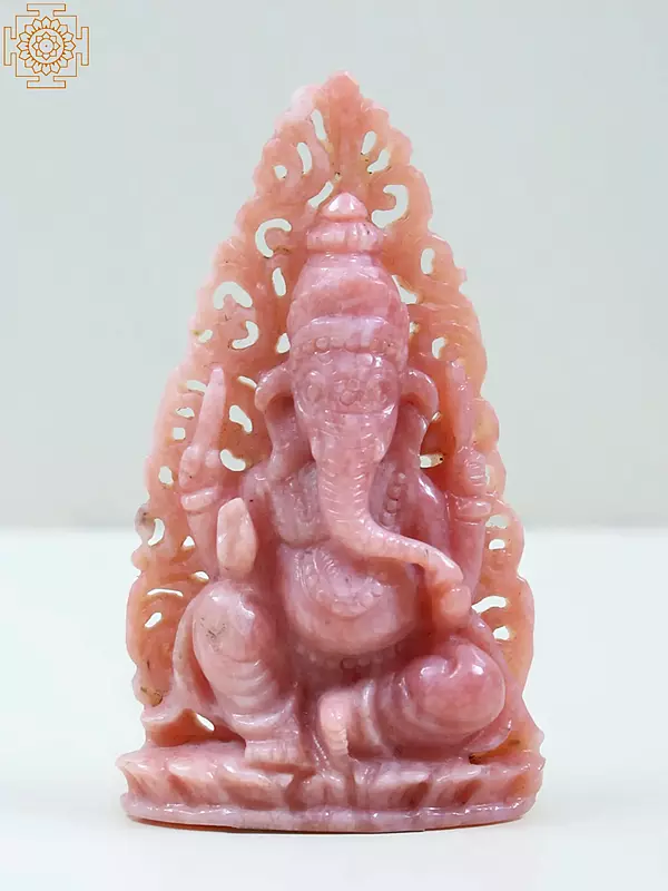 Carved Pink Opal Ganesha Idol