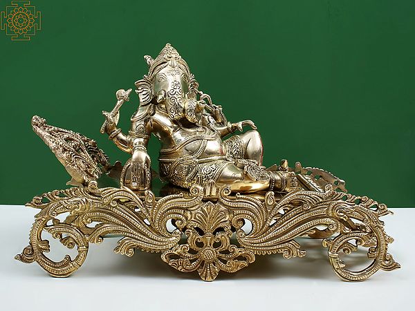 14" Relaxing Ganesha Brass Statue