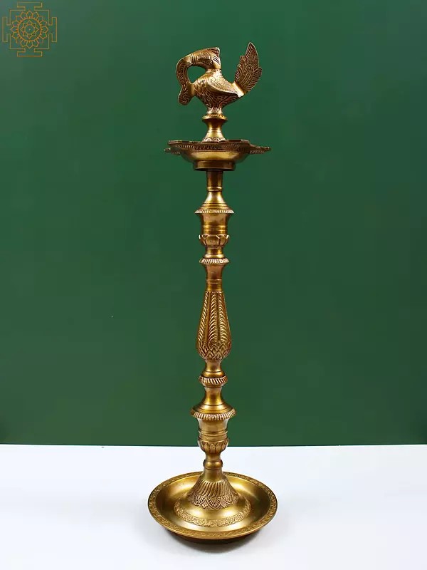 27" Brass Peacock Lamp (Annam Lamp)