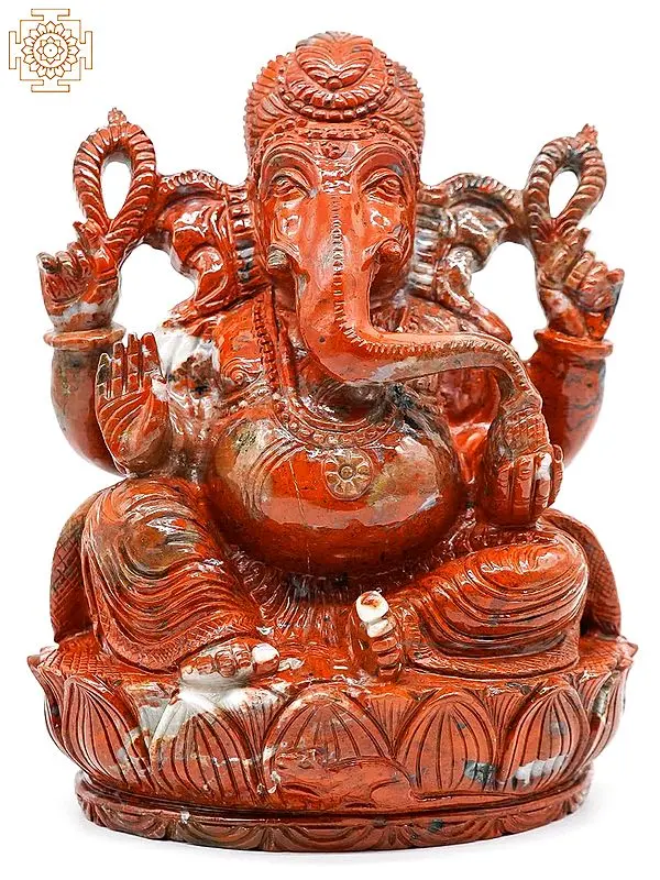 Red Jasper Ganesha Statue (10 Inch)