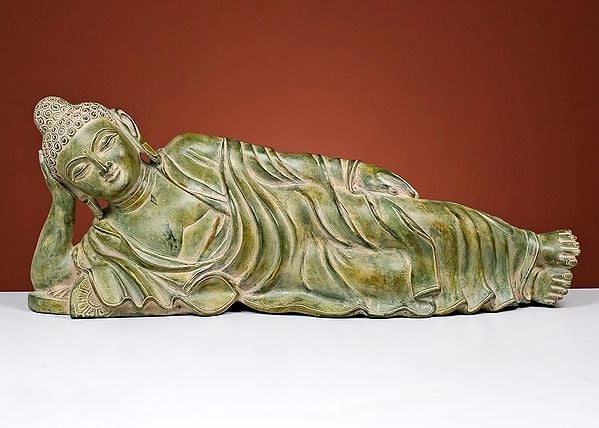 30" Large Parinirvana Buddha in Brass