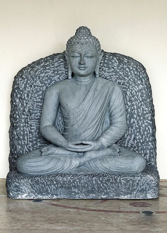 36" Large Marble Buddha Statue in Dhyana Mudra
