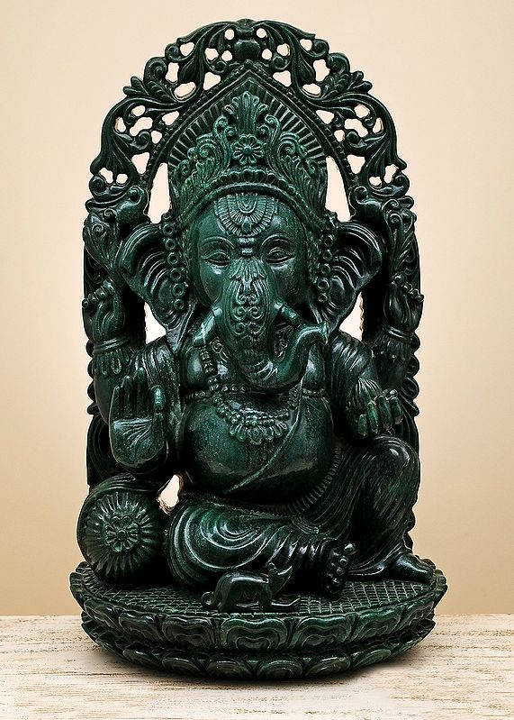 30" Jade Lord Ganesh
