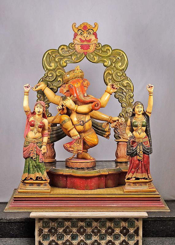 48" Wooden Dancing Ganesha